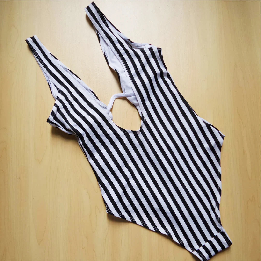 S - XL V shape Wire Striped Women Swimwear One Piece SwimsuitFemale V-bar Underwired Bather Bathing Suit Swim Monokini V472