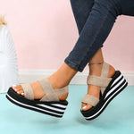 Women Slingback Wedge Sandals Outdoor Summer Lightweight Slides Solid Color Thick Bottom Ladies Slipper Female Roman Sandals