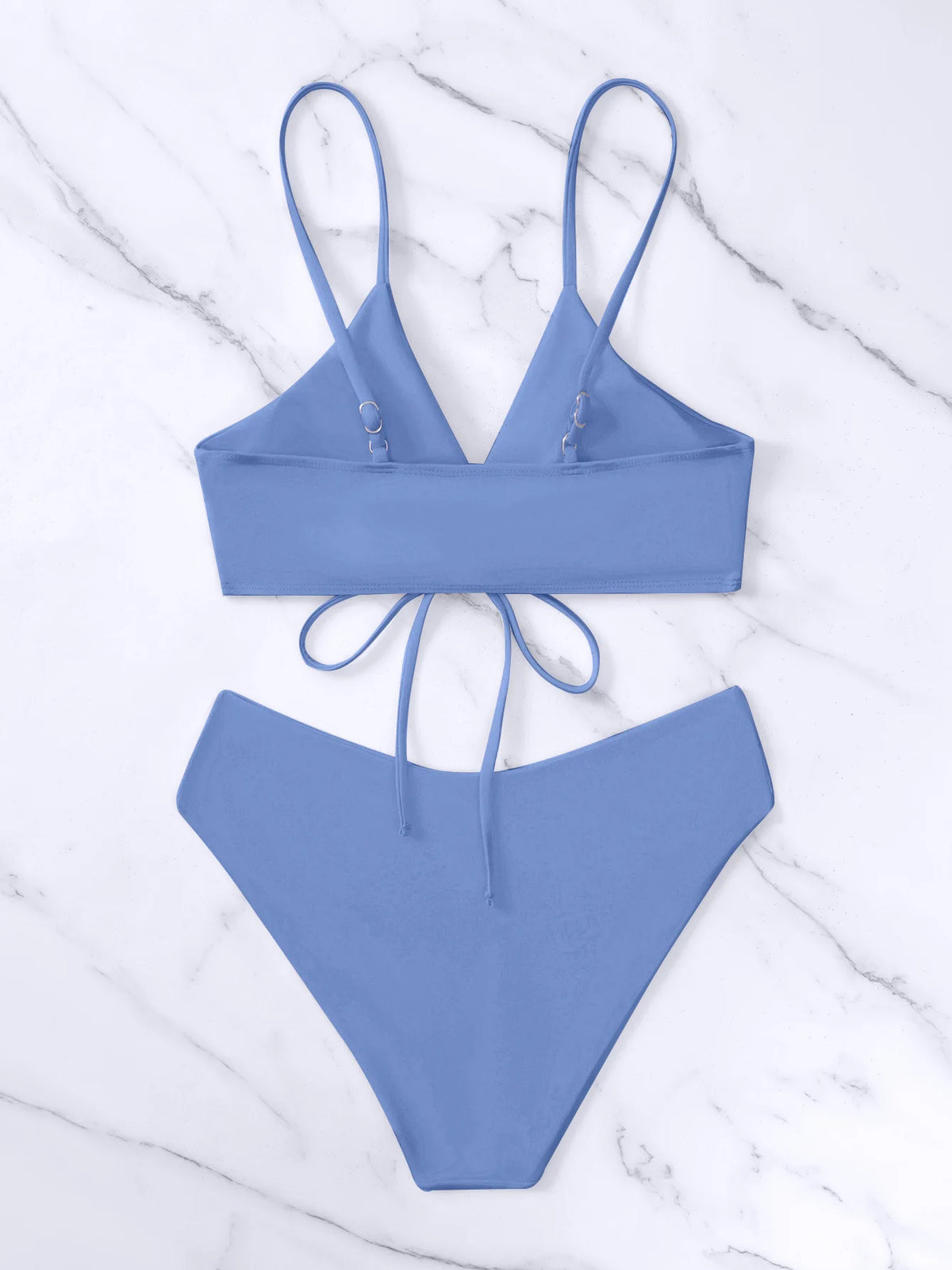 New Women's Swimsuit High Waist Two Piece Bikini Set Hollow Out V-neck Bandage Cross Backless Beach Swimwear Summer Bathing Suit