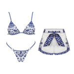Retro 2Pcs One Piece Swimsuit Women Sexy Bikini Push Up Swimwear Female Halter Swim Suit Bandeau Biquini Beachwear Bathingsuit