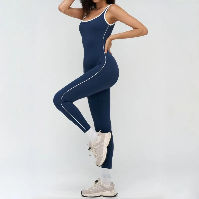 Women's Seamless Yoga Jumpsuit Sleeveless Pants One-piece Running Fitness Sports Jumpsuit Slim Fit Hip Lifting Tracksuit