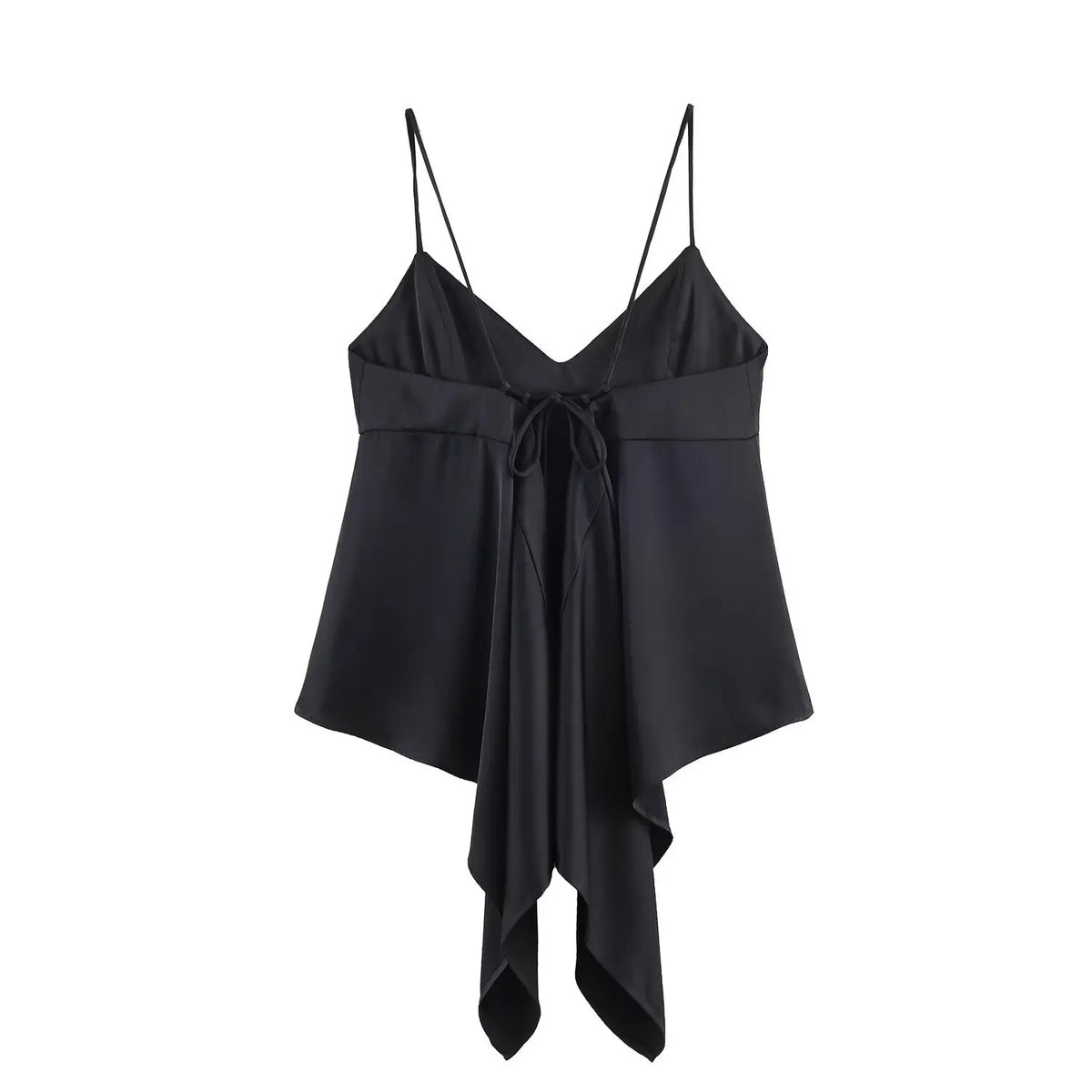 Women's Casual Asymmetric Silk Satin Textured Lingerie-Style Top Backless Deep V Suspenders Sleeveless Vest For Woman Charm 7P3O