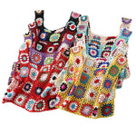 Summer Women Flower Crochet Vest Sleeveless Cover-ups Hollow Out Knit Crop Tops Bohemian Casual Daily Beach Tank Tops