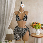 Vintage Pink Mesh Skirt 3 Piece Bikini Set Women Stone Strap Push Up Bra Triangle Swimsuit Holiday Bathing Suit Swimwear 2026