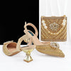Doershow new come Matching Women Shoe and Bag Set Decorated gold Nigerian Shoes and Bag Set Italy Shoes and Bag set !HFG1-1