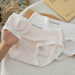 1 Pack Women's Ribbed Mid-Rise Panties Simple Letter Waistband Underwear 5 Colors Briefs Soft Breathable Comfort Fit Lingerie