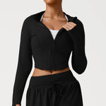 Women's Seamless Yoga Top Zipper Long-sleeved Sports Jacket Outdoor Fitness Gym Casual Top