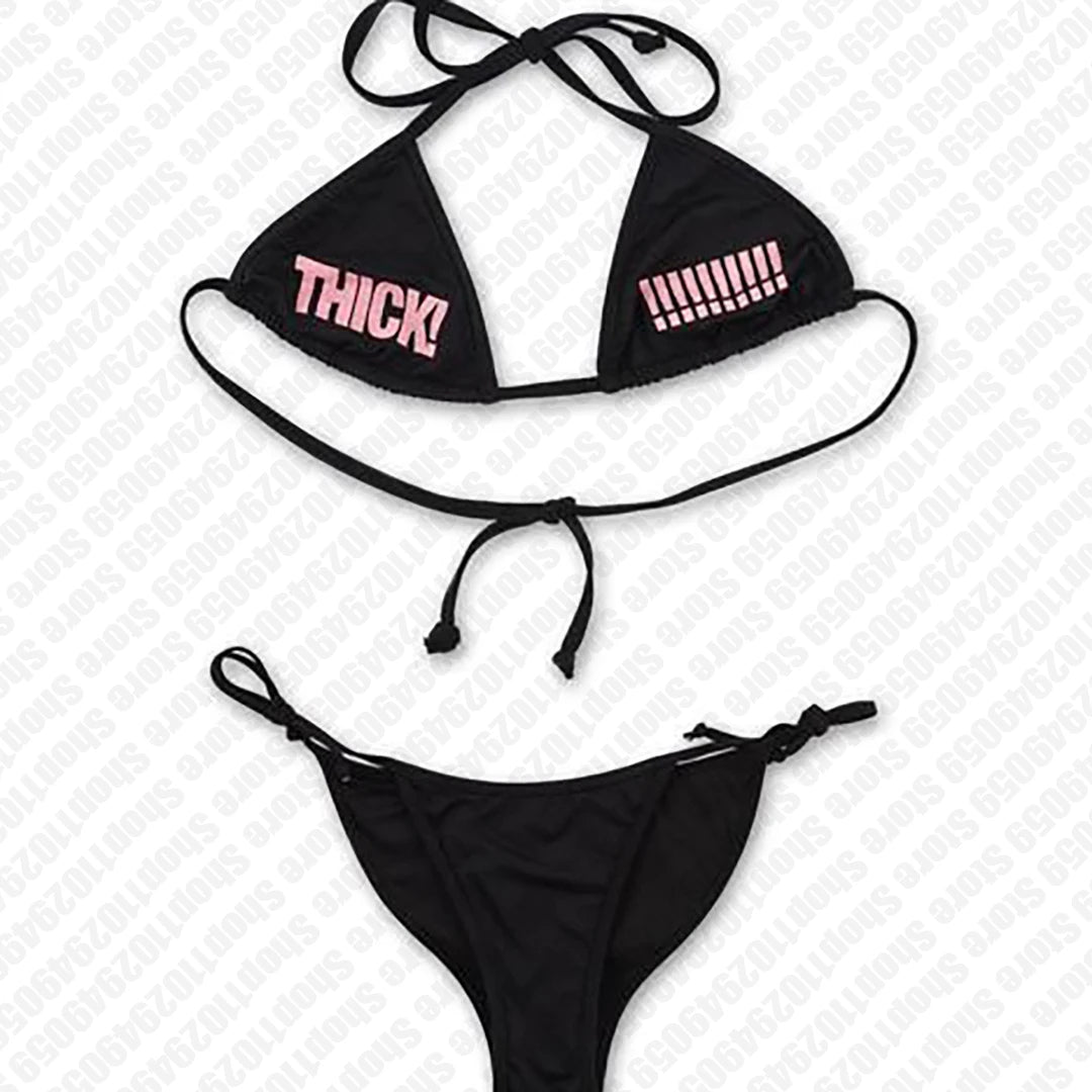 Goth Sexy Bikini Kawaii Bikini Gothic Bikini Y2k T shirt Summer Fashion Bustier Top Y2k Letter Bikini Crop Top Clothes Emo Girls