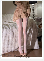 New Pure Desire Style Hollow Out Lace Fishnet Pantyhose Vertical Striped Jacquard Sexy Sweet Solid Color Pantyhose Charming EKQ3