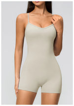 New Cross Back Yoga Jumpsuit Women Tight Sleeveless Hollow Out Sports One Piece Suit Butt-Lifting Shorts Fitness Bodysuits