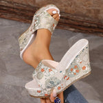 2026 Women's Embroidered Slippers Autumn New Round Toe Open ToeHeel Shoes