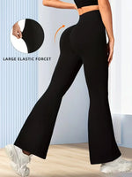 Women's Spring Summer Black Retro Wide-Leg Flare Pants, High-Waisted Slim-Fit Elastic Waist Casual Trousers, Season-Ready ,Jeans