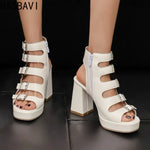 NASBAVI Women Sandals High Heels Summer Fashion Ankle Buckle Strap Female Gladiator Sandals Platform Shoes Block Heels Size 45