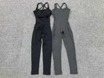 Seamless High-Waisted Peach Hip Yoga Jumpsuit for Women - Fast Drying Sweat-Wicking Tight Running Sports Jogging Gym Activewear