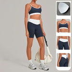 Women's Yoga Set Fitness Sports Gym High Waist Hips-Lift Shorts Slim Fit Backless Bra Suits Training Workout Running Sets