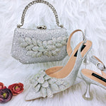 Doershow African fashion Italian Shoes And Bag Sets For Evening Party With Stones green Italian Handbags Match Bags! HFG1-3