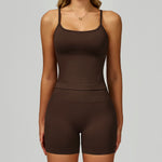 2 Pieces Women's Seamless Yoga Set Fitness Running Sports Set Slim Fit High Waist Beautiful Back Tracksuit