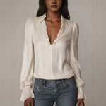 2026 Spring Women's Shirts European and American Fashion Long Sleeve Tops Solid Color Korean Style Lapel Shirts with Ruffles