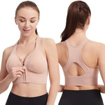 Women Front Zipper Sports Bra Fitness Vest Fashion Wire Free Yoga Gym Top Comfort Workout Sports Underwear