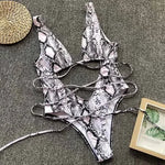 Leopard Deep V Neck Wrap Around High Cut Women Swimwear One Piece Swimsuit Female Monikini Tummy Cut Out Bathing Suit Swim Lady