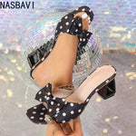 Vintage Polka Dot Bow Tie Platform Sandals with Open Toes - Women's Summer New Style. Suitable for Wearing with Dresses.5.5CM