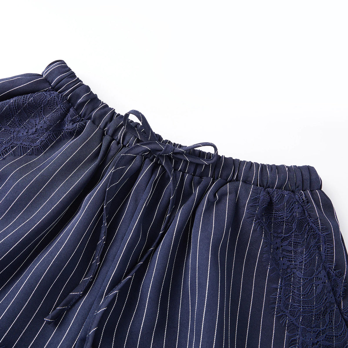Women's Summer Shorts Elastic Waist Striped Lace Hem Loose Shorts with Pockets Fashion Daily Out Going Lounge Short Pants