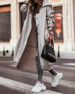 Phantasy Long Trench Coat Women Loose Button Fashion Casual Suit Elegant Female Pockets Streetwear Commuter Lady Coat Autumn