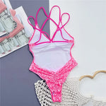 Leopard Print Backless Sexy Swimsuit Women One Piece Swimwear Back String Cross Bather High Cut Monokini Bathing Swimming Suit