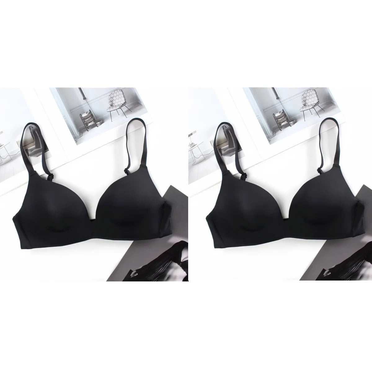 2Pcs/Set Push Up Bra Padded Bras For Women Non-wire Brassiere Sexy Lingerie Solid Color 3/4 Cup Underwear Comfort Intimates