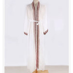 White Chiffon Long Maxi Kimono Cardigan Women Beach Cover Up Embroidery Edge with Belt Tunica Kaftans Femininos Beachwear 2026