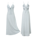 2026 Summer Women Tie-up Back Long Dress Spaghetti Strap V Neck Flowy Loose Dress Casual Party Bohemian Streetwear