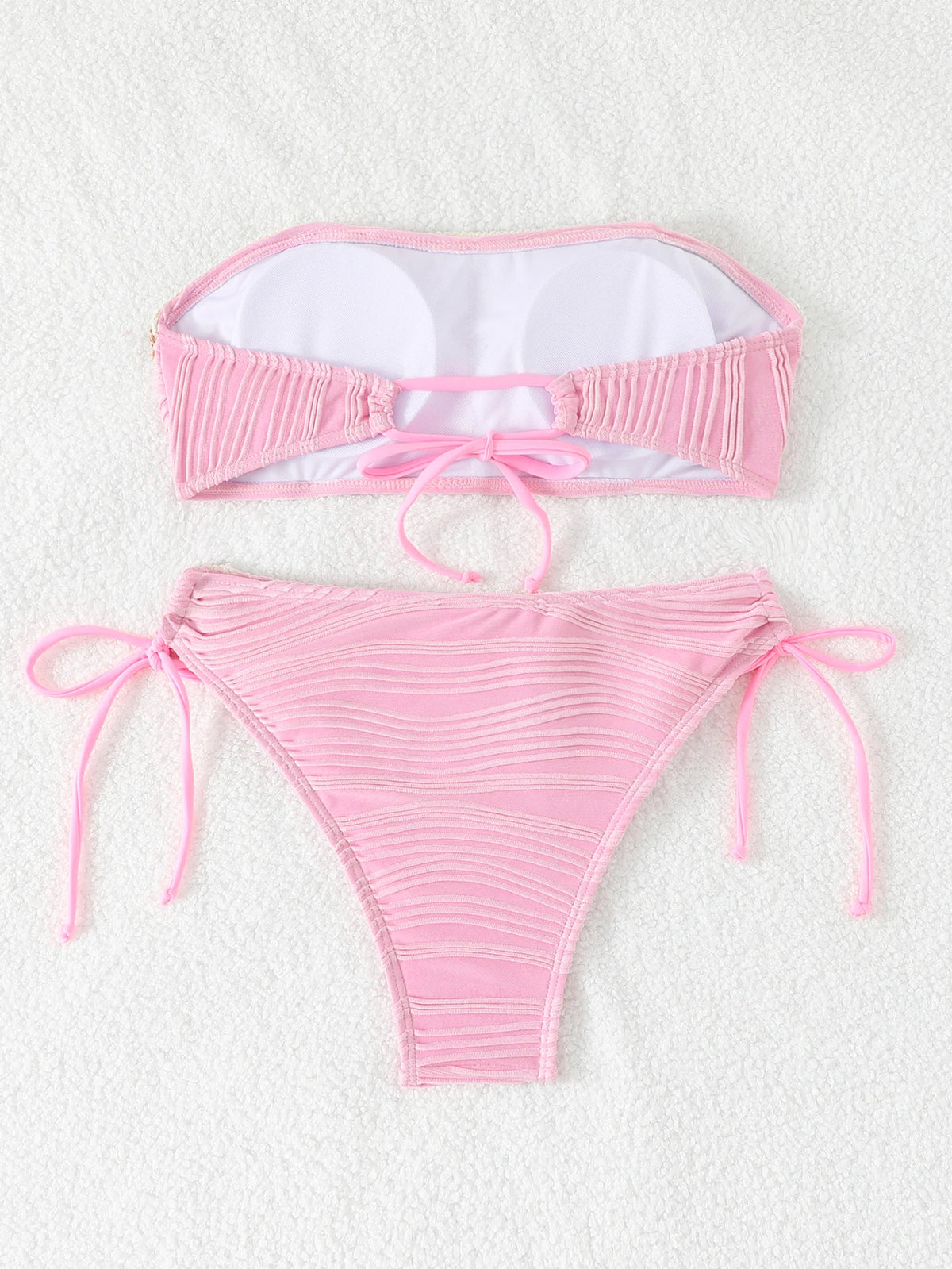 Contrast Binding Bandeau Bikinis 2026 Women Sexy Swimsuit Solid Padded Swimwear Female Bathing Suit Swimming Summer Beachwear