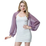 Women's Chiffon Puff Sleeve Cropped Shrug Sheer Open Front Bolero Cardigan Party Wedding Top Summer Beach Cover Ups Arm Sleeves