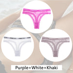 New 3Pcs Lace Thongs Women Floral G-string Underwear Trendy Letter T-Back Underpants Sexy Low Waist Bikini Panties Ladies Panty