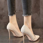 High Heels Women withSpring and Autumn Pointy Women's Shoes Dress Wedding Shoes Temperament Banquet Single Shoes