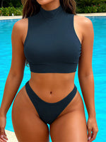 S - XXL 14 Colors High Neck Bikini Female Swimsuit Women Swimwear Two-Pieces Bikini Set Brazilian Bather Bathing Suit Swim V7486