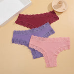 New Lace Seamless Cotton Panties Ribbed Maillard Brazilian Pants LowWaist Women Panties Breathable Girls Underwear Soft Lingerie