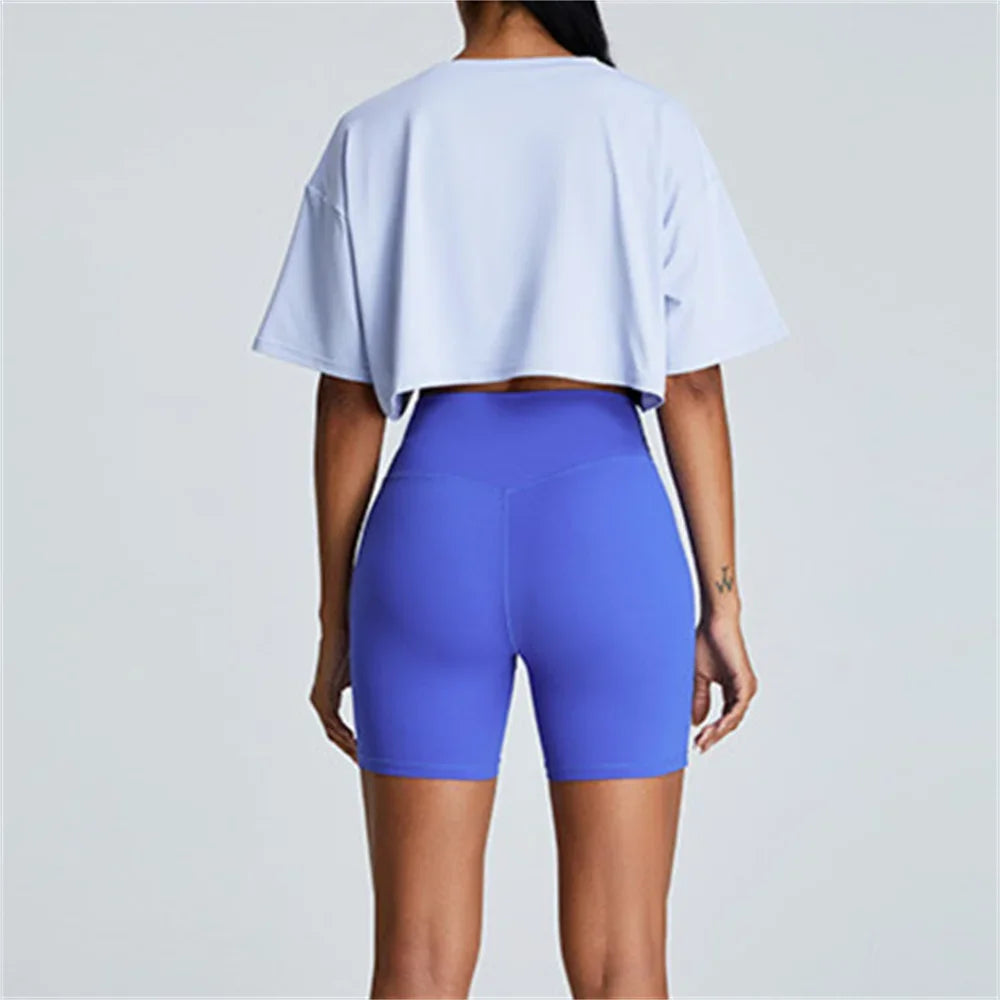 Yoga Sport Shirt Quick Drying Breathable Quick Drying Short Sleeve Loose Top Fitness Fitting Running Summer Gym Sports T-Shirt