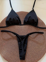 Sexy Black Micro Bikini Set 2026 Women Metal Hearter Halter Push Up Bra Triangle Swimsuit Summer Bathing Suit Holiday Swimwear