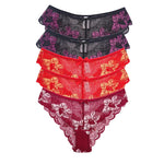 5pcs Lace Sexy Women Panties Mid Waist Perspective Floral Ladies Briefs Breathable Comfortable Female Underwear