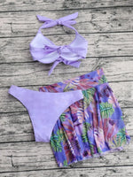 3 Piece Tropical Bikini Halter Push Up Swimsuit & Beach Shirt Swimwear Women 2026 Bathers Bathing Swimming Suit Female Beachwear