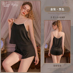 Elegant New Home Wear Set Sexy Women's Pajamas With Chest Pads Pure Desire Camisole And Sleep Pants Two-piece Sets Casual XWEX