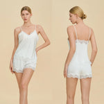 New Summer Female Suspender Pajamas Set Loungewear Sexy Lace Strap Top&shorts Suit Lingerie Silk Pajamas for Women 2026