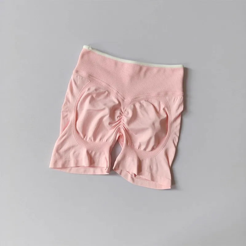 Women's High-Waisted Seamless Yoga Sports Shorts Hip-Lifting Knitted Peach Pants Summer Training Fitness Wear