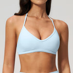 Juren Sports Bra Women Running Seamless Halter Top High Support Push-up Open Back Gym Wear Fitness Yoga Top Workout Underwear