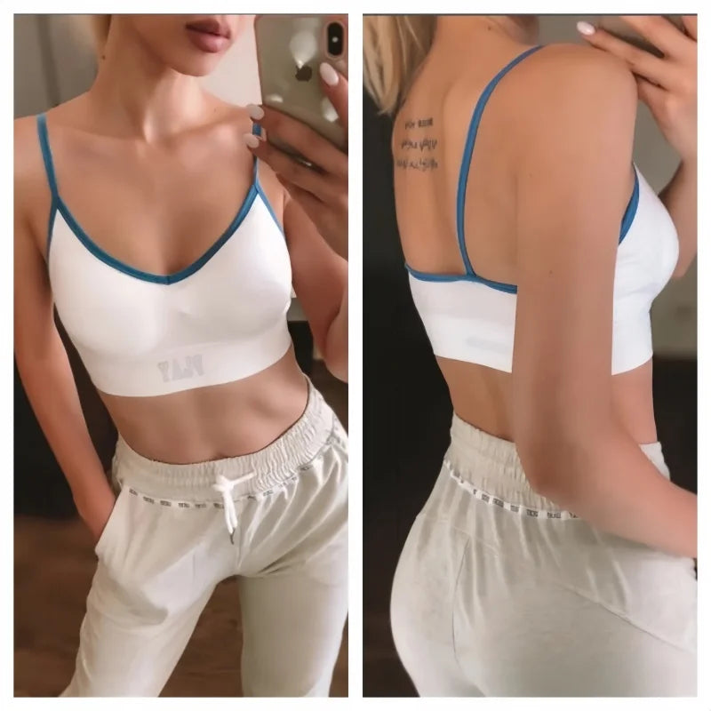Women Crop Top Seamless Sports Push-Up Bra Tube Top Lingerie Underwear Streetwear Padded Camis with Straps Daily Wear Tops