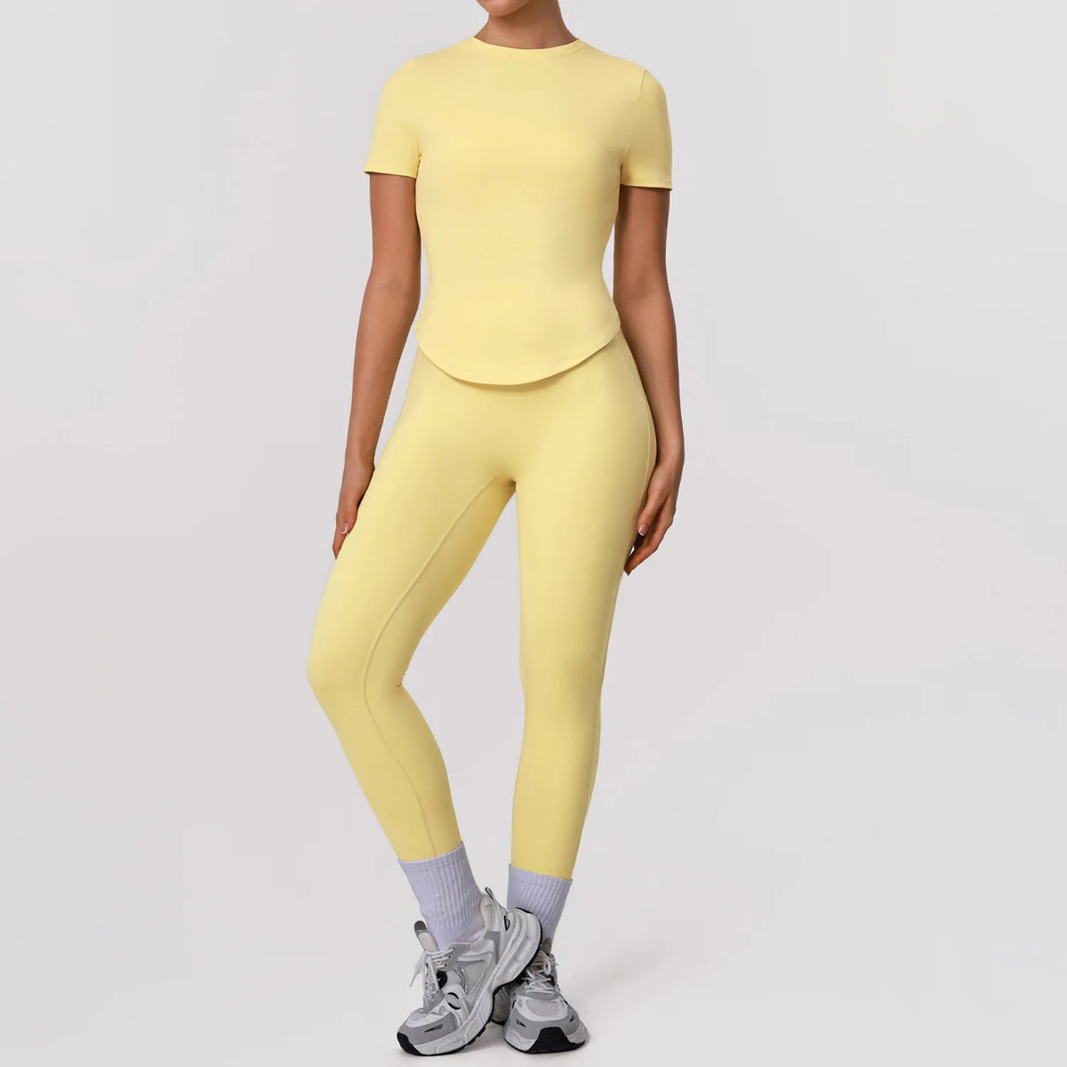 2 Pieces Sportswear Women Yoga Shorts Set Short Sleeve Sports T Shirts High Waist Hip Lifting Running Leggings Fitness Outfits