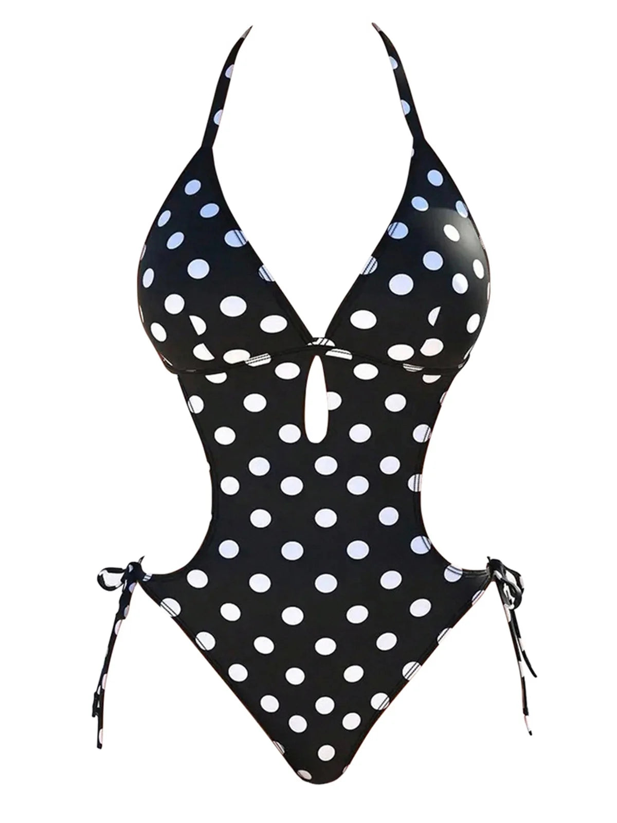 S - XL Polka Dots Halter High Leg Cut One Piece Swimsuit Women Swimwear Female Backless Monokini Bather Bathing Suit Swim V7539