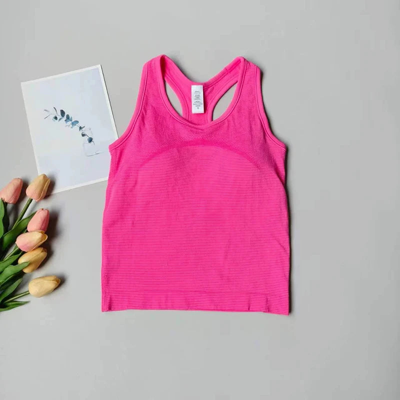 Women's One Piece Yoga Sports Vest Stretch I-Shaped Running Fitness Slimming Short Style Camisole Outerwear