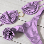Sexy 3D Flower Bikini Swimsuit Brazilan Bikini Set Swimwear for Women High Leg Push Up Two Piece Bathing Suits Summer Female